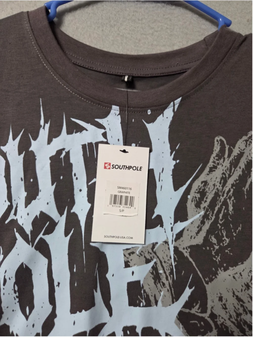 Men's Southpole Graphic T-Shirt Size S Grey Orange Short Sleeve Tee